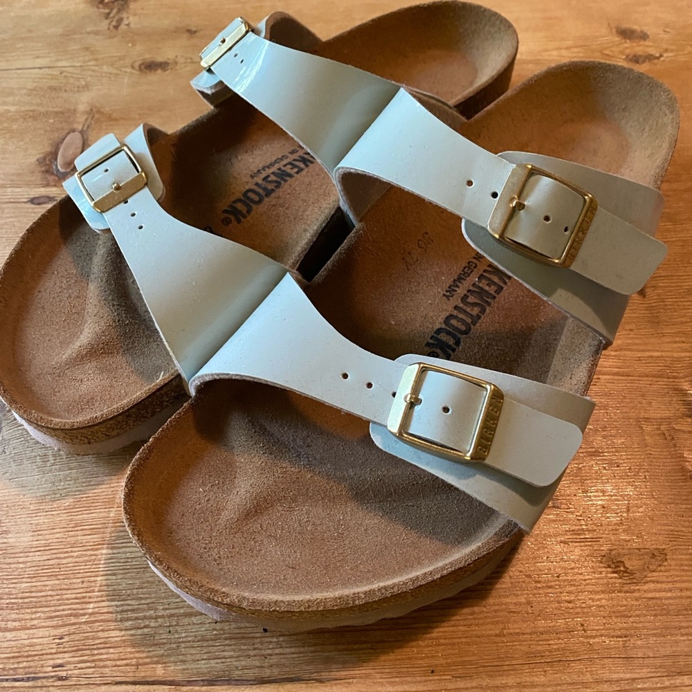 Birkenstock Women’s Patent Light Blue Sandals